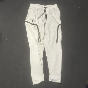 Under Armour Men's White Joggers with Black Trim